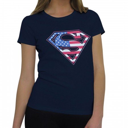 Superman Navy Flag Women's T-Shirt