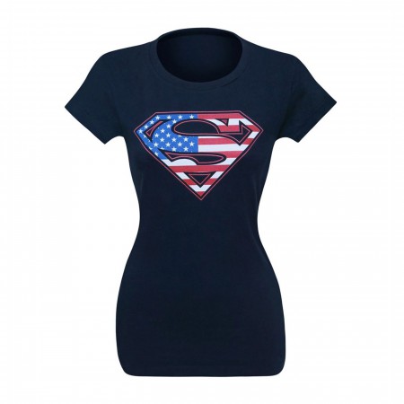 Superman Navy Flag Women's T-Shirt