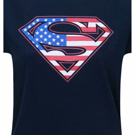 Superman Navy Flag Women's T-Shirt