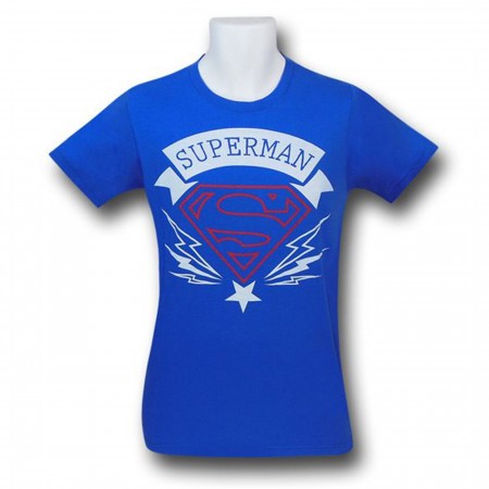 Superman Bolts and Scroll Symbol Blue T-Shirt