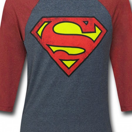 Superman Symbol Grey Baseball T-Shirt