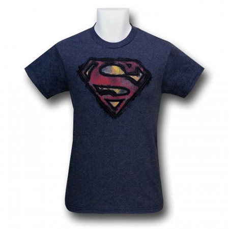 Superman Smudge Symbol Heather Navy T-Shirt