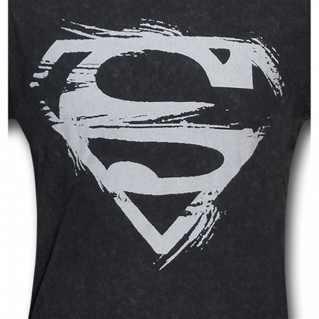 Superman Paint Smear Symbol Acid Wash T-Shirt