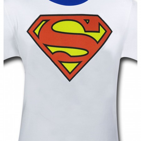 Superman Symbol White Ringer T-Shirt
