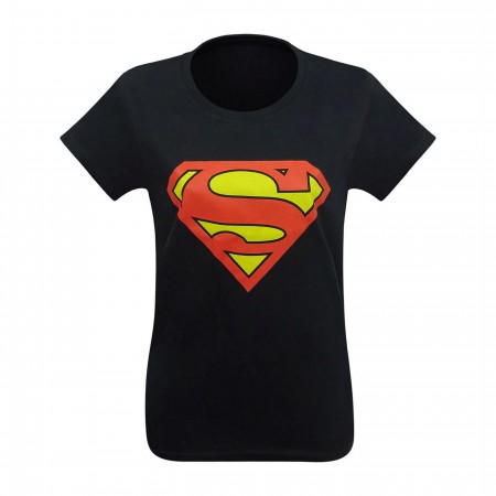Superman Symbol Women's Black T-Shirt