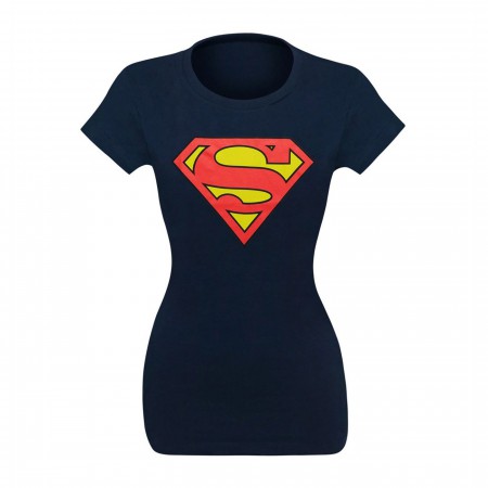 Superman Symbol Women's Navy T-Shirt