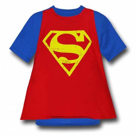Superman Metallic Symbol Caped Kids Costume T-Shirt