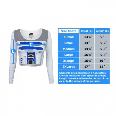 Star Wars R2D2 Long Sleeve Women's Crop Top T-Shirt