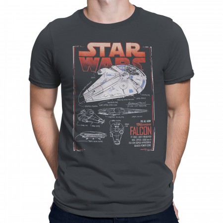 Star Wars Solo Falcon Schematics Men's T-Shirt