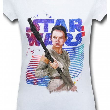 Star Wars Force Awakens Rey Girls White Youth T-Shirt