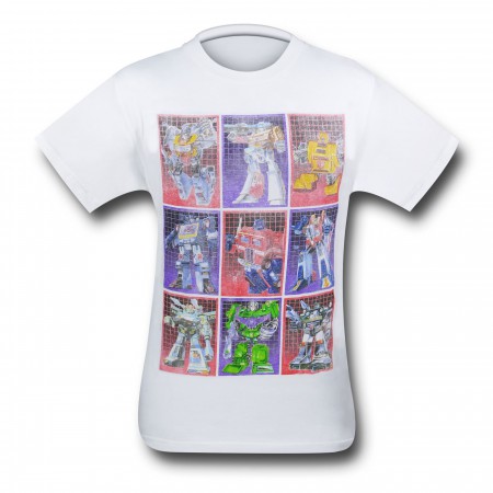 Transformers Group Squares on White T-Shirt