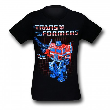 Transformers Optimus on Grid Black T-Shirt