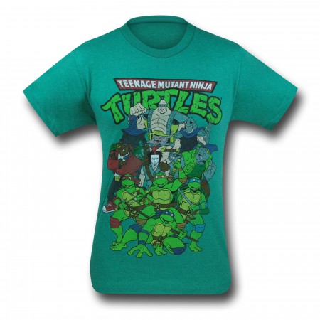 TMNT Big Group on Green T-Shirt