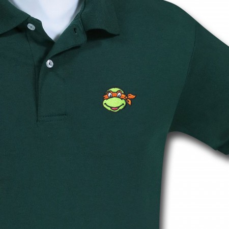 TMNT Michelangelo Face Green Polo Shirt