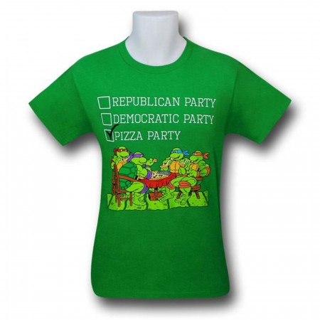TMNT Vote Pizza Party Green 30 Single T-Shirt