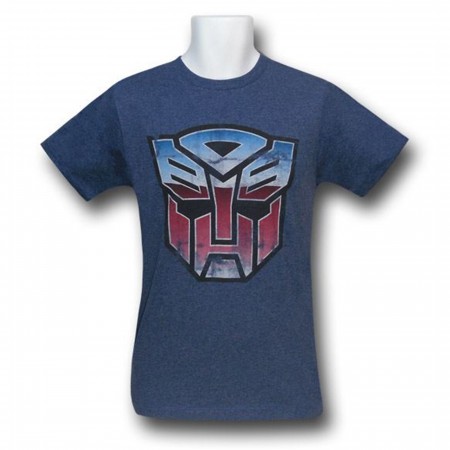 Autobot Distress Symbol Heather Blue 30 Single T-Shirt