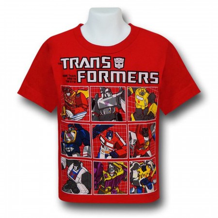 Transformers Faded Grid Kids Red T-Shirt