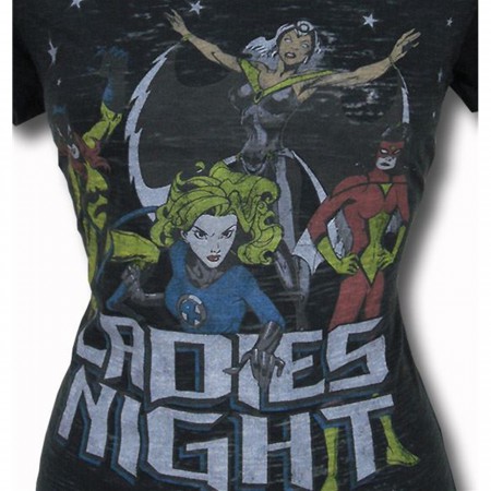 Marvel Ladies Night Womens Black Wash T-Shirt