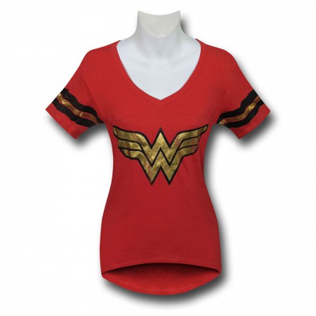 Wonder Woman Distressed Foil Women's Athletic T-Shirt