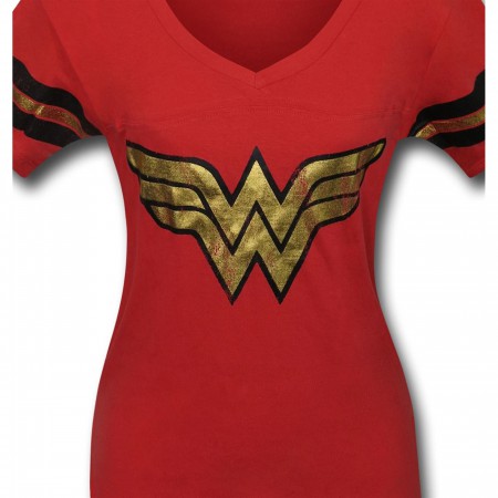 Wonder Woman Distressed Foil Women's Athletic T-Shirt