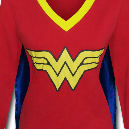 Wonder Woman LS V-Neck Caped Costume T-Shirt