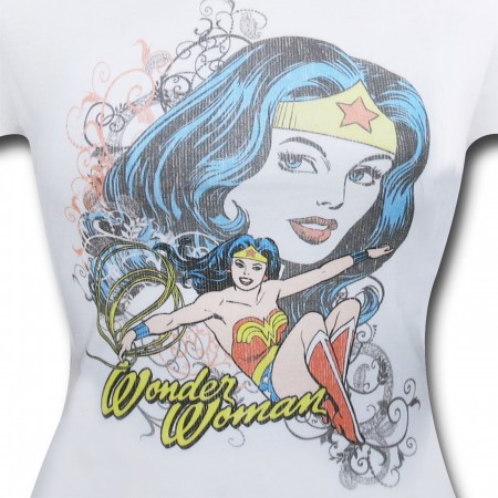 Wonder Woman White Distressed Women's T-Shirt