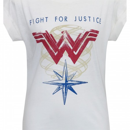 Wonder Woman For Justice Women's Roll Sleeve T-Shirt