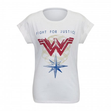 Wonder Woman For Justice Women's Roll Sleeve T-Shirt