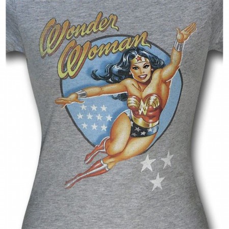 Wonder Woman Image and Stars Grey Women's T-Shirt