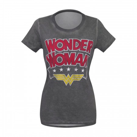 Wonder Woman Logo Oil Wash Women's T-Shirt