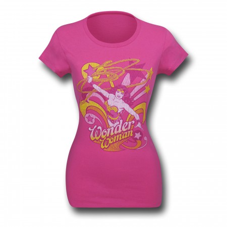 Wonder Woman Lasso & Stars Women's Pink T-Shirt