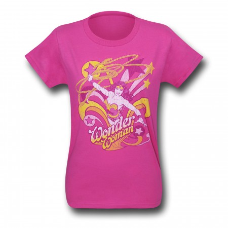 Wonder Woman Lasso & Stars Women's Pink T-Shirt