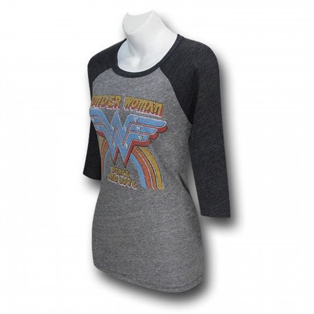 Wonder Woman Peace & Love Juniors Raglan T-Shirt
