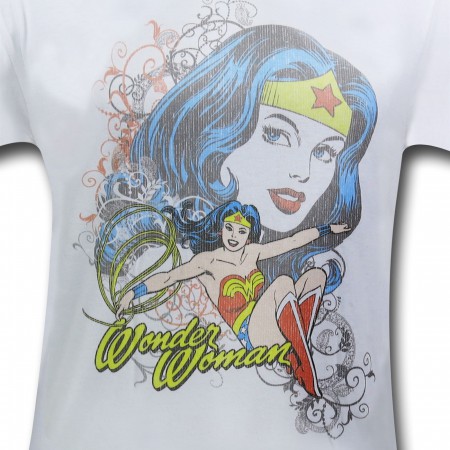 Wonder Woman Men's White Distressed T-Shirt