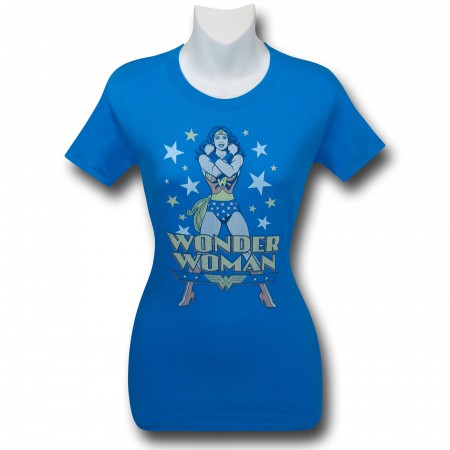 Wonder Woman Star Stance Women's Blue T-Shirt