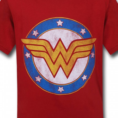 Wonder Woman Symbol & Stars Kids T-Shirt