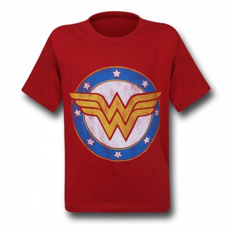 Wonder Woman Symbol & Stars Kids T-Shirt