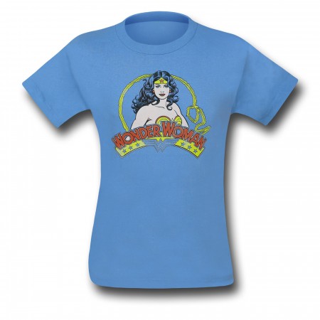 Wonder Woman Vintage Blue Kids T-Shirt