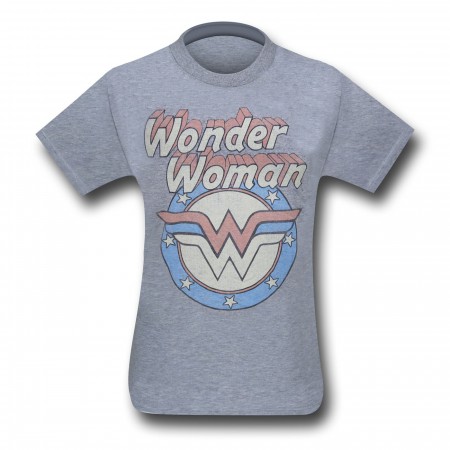 Wonder Woman Vintage Logo Grey T-Shirt