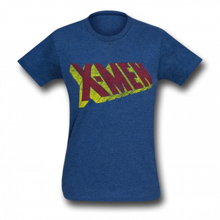 X-Men Classic Logo Heather Navy Burnout T-Shirt