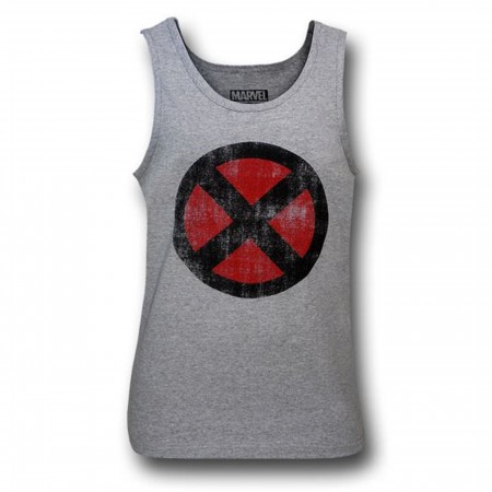 X-Men Distressed Symbol Heather Grey Tank Top