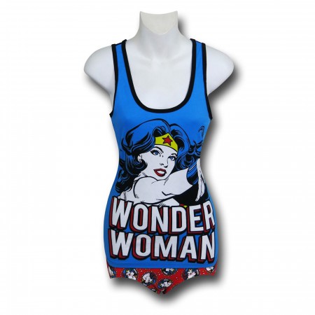 Wonder Woman Image on Blue Women's Tank & Panty Set