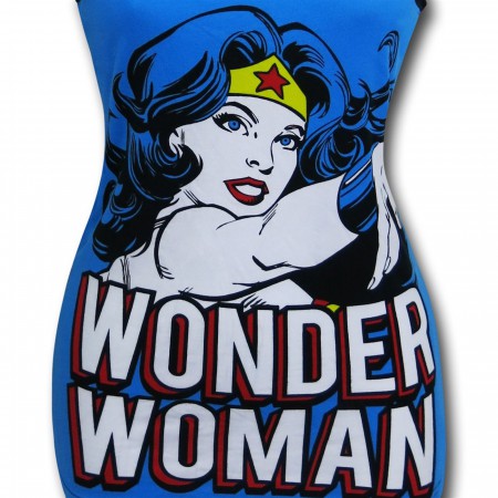 Wonder Woman Image on Blue Women's Tank & Panty Set