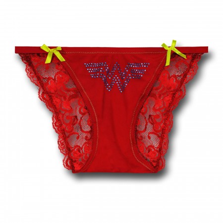 Wonder Woman Logo Women's Lace String Bikini Panty