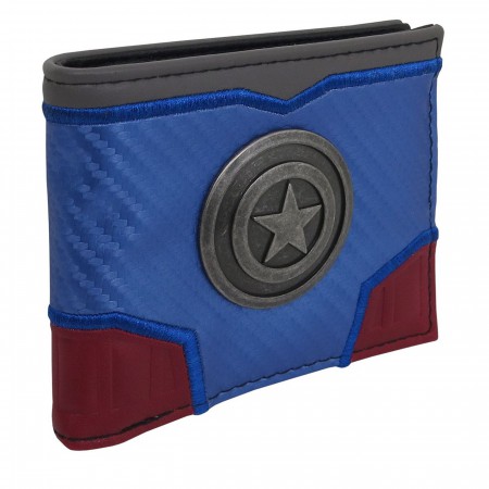 Captain America Metal Shield Carbon Fiber Bi-Fold Wallet