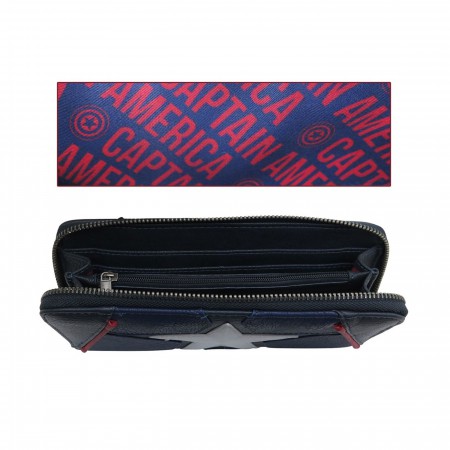 Captain America Star Women's Loungefly Zip Around Wallet