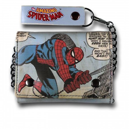 Spiderman Swings Word Balloons Chain Wallet