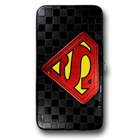 Superman Symbol Black Ladies Studded Hinged Wallet