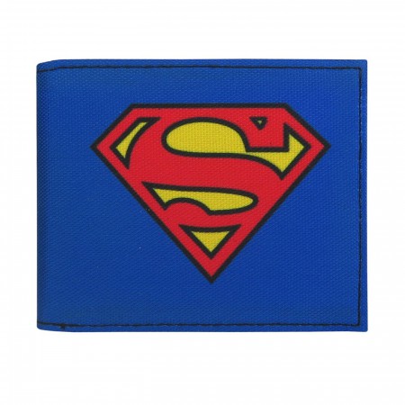 Superman Symbol on Blue Bi-Fold Wallet