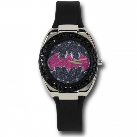 Batgirl Rhinestone Watch with Silicone Band